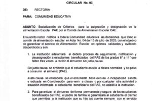 Circular Socializacion PAE y CAE -de Rectoria para Comunidad Educativa 2025